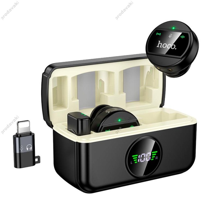Бездротовий мікрофон Hoco L22 Bright 2-in-1 Lightning / Type-C Black