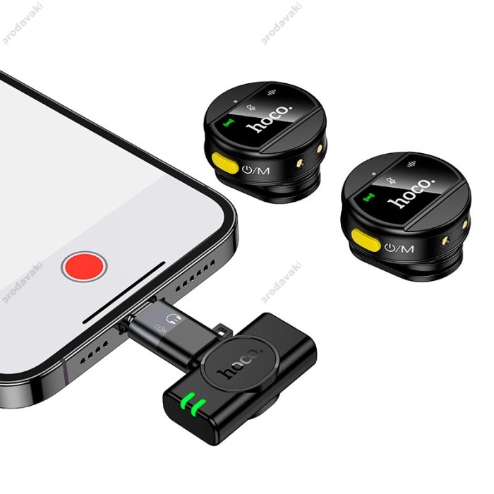 Бездротовий мікрофон Hoco L22 Bright 2-in-1 Lightning / Type-C Black