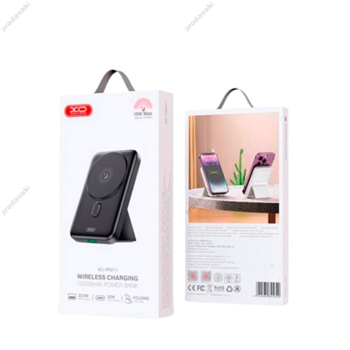 Повербанк портативний акумулятор Power bank XO PR211 MagSafe магнітний 22.5W 10000 mAh Black