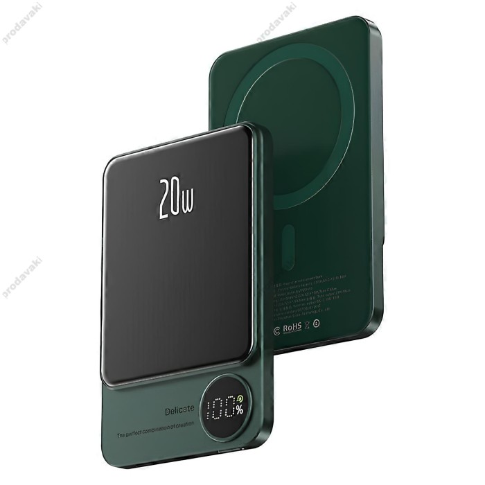 Повербанк портативний акумулятор Power bank CH Q9 MagSafe 20W 5000 mAh Dark green