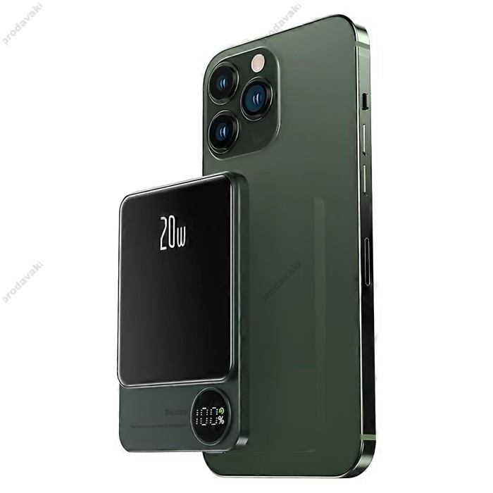 Повербанк портативний акумулятор Power bank CH Q9 MagSafe 20W 5000 mAh Dark green