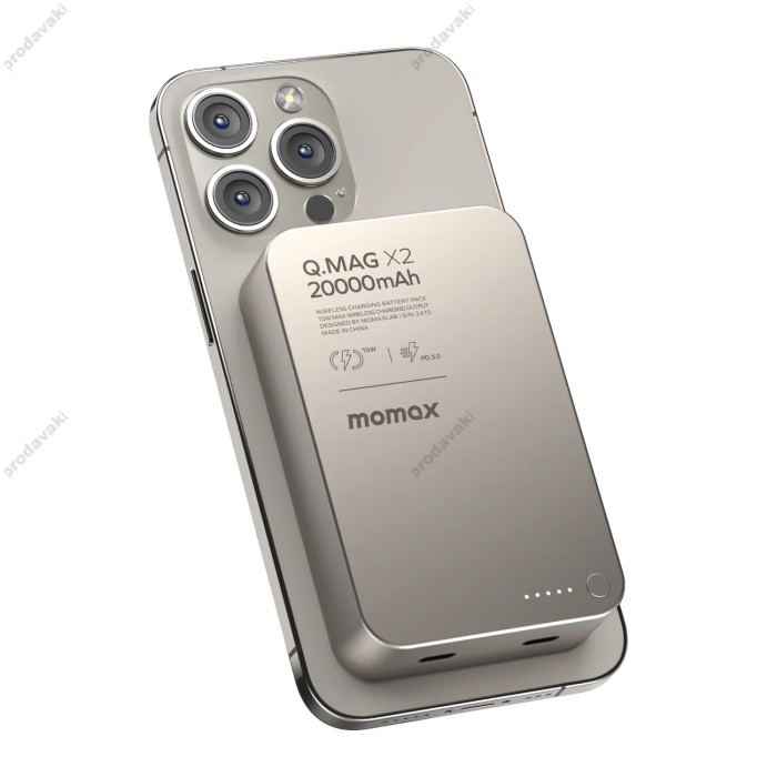 Повербанк портативний акумулятор Power bank Momax Q.Mag X2 MagSafe магнітний 20000 mAh Titanium