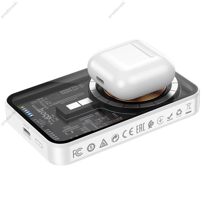 Повербанк портативний акумулятор Power bank Hoco Q10 Transparent discovery MagSafe магнітний 20W 5000 mAh White