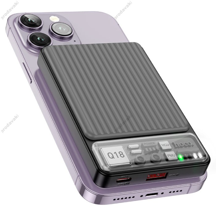 Повербанк портативний акумулятор Power bank Hoco Q18 Tourer MagSafe магнітний 22.5W 10000 mAh Black