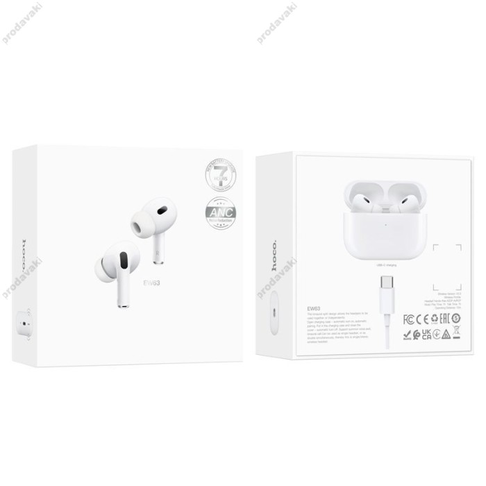 Бездротові Bluetooth навушники HOCO EW63 true wireless ANC noise reduction BT 5.3 White