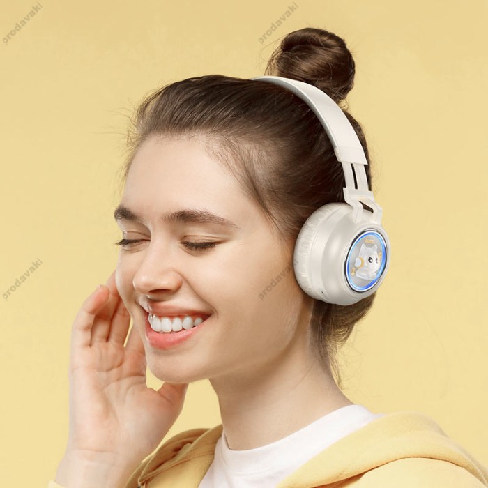 Бездротові Bluetooth навушники HOCO W50 Cute fun headphones BT 5.3 Milky White