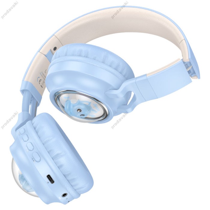 Бездротові Bluetooth навушники HOCO W50 Cute fun headphones BT 5.3 Blue