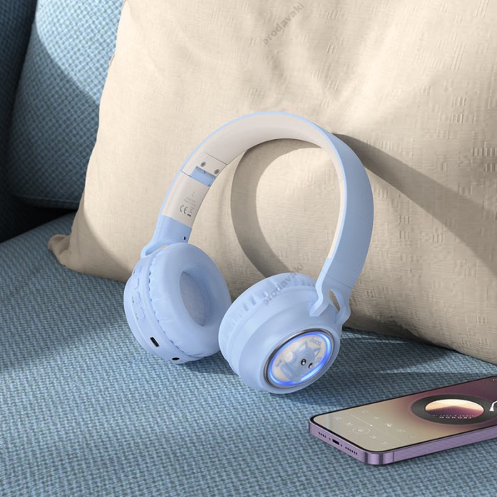 Бездротові Bluetooth навушники HOCO W50 Cute fun headphones BT 5.3 Blue