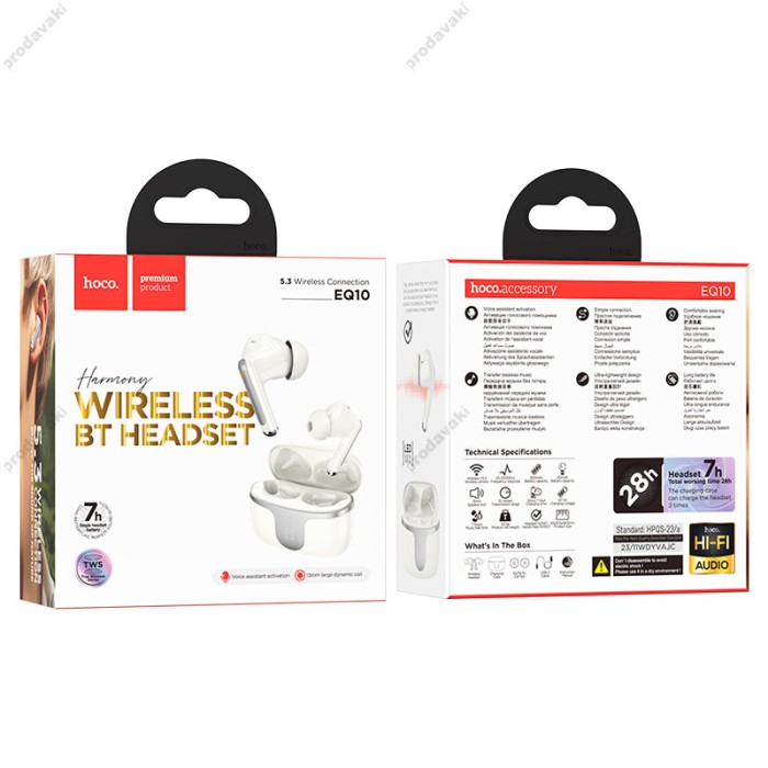 Бездротові Bluetooth навушники HOCO EQ10 Harmony true wireless BT 5.3 White