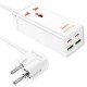 Мережевий подовжувач фільтр HOCO AC10A Barry PD65W GaN (2C2A with 1 socket) desktop charger (EU) White