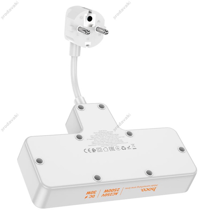 Мережевий подовжувач фільтр HOCO AC12A Reise 2-position expansion socket (PD30W/1C3A) (EU) Black
