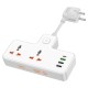 Мережевий подовжувач фільтр HOCO AC12A Reise 2-position expansion socket (PD30W/1C3A) (EU) White