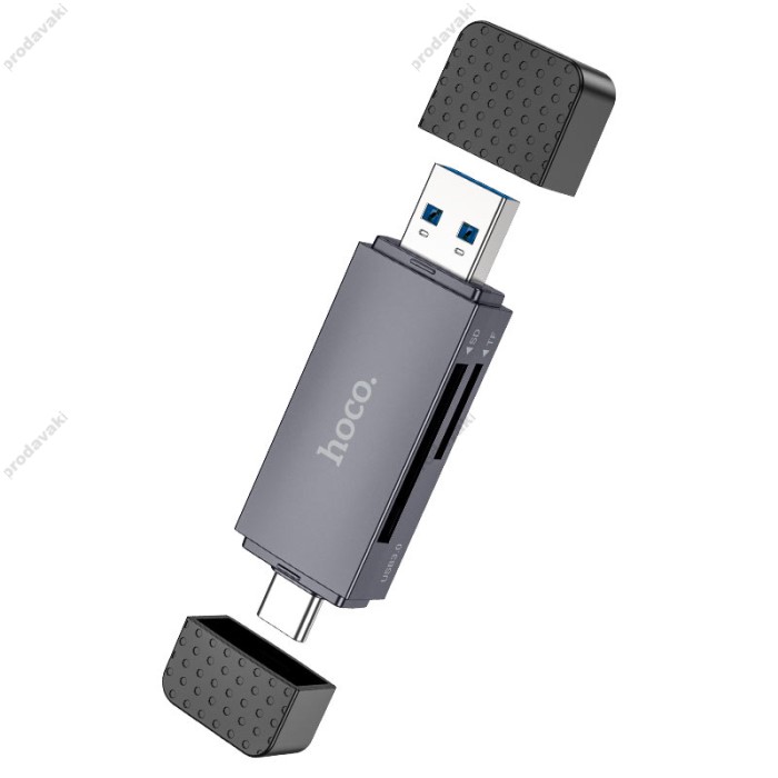 Кардрідер HOCO HB45 Spirit 2в1 SD/TF USB/Type-C 2.0 card reader Grey