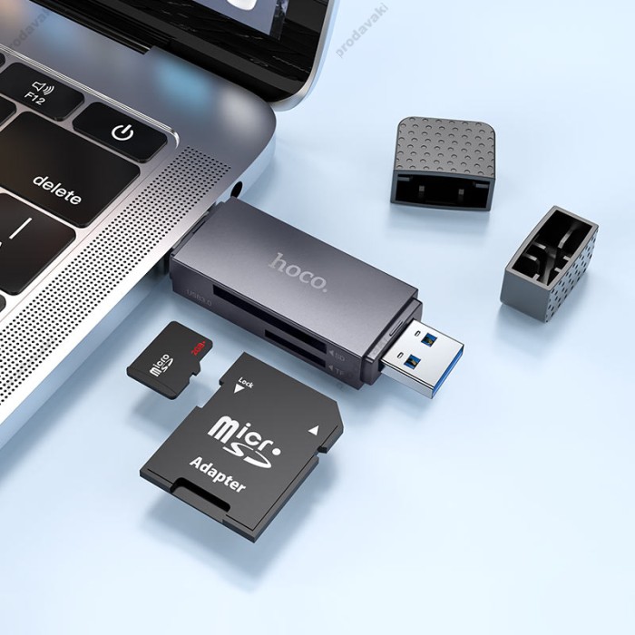Кардрідер HOCO HB45 Spirit 2в1 SD/TF USB/Type-C 2.0 card reader Grey
