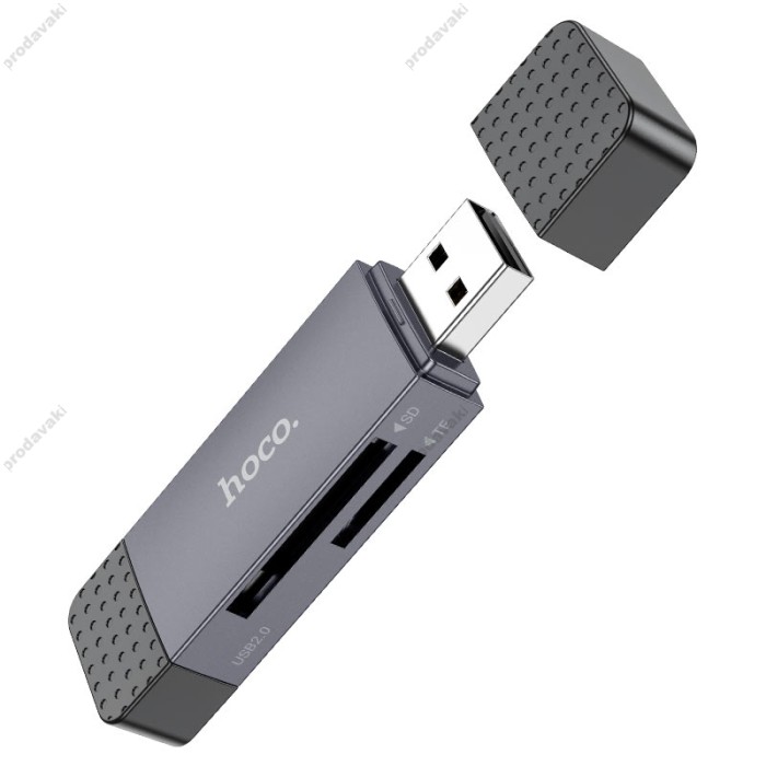 Кардрідер HOCO HB45 Spirit 2в1 SD/TF USB/Type-C 2.0 card reader Grey