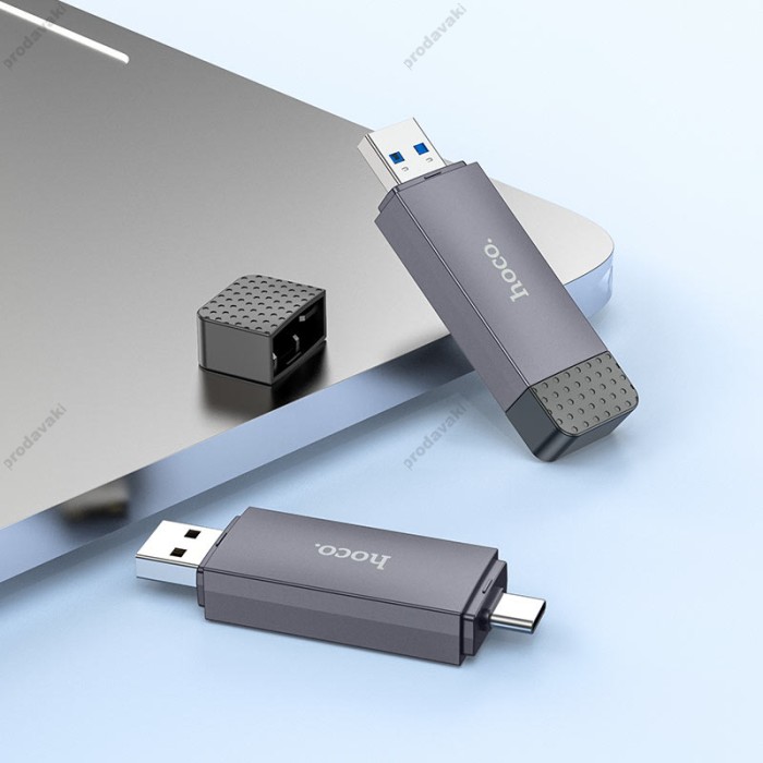 Кардрідер HOCO HB45 Spirit 2в1 SD/TF USB/Type-C 2.0 card reader Grey