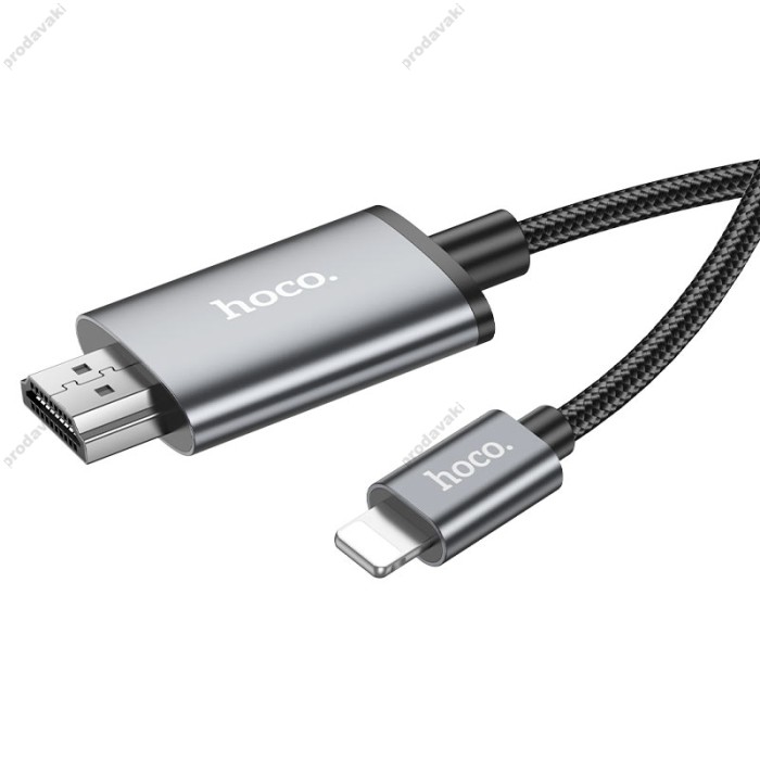 Кабель HOCO UA27 HD on-screen cable Lightning to HDTV (HDMI) 4K 2m Metal-grey