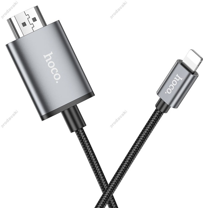 Кабель HOCO UA27 HD on-screen cable Lightning to HDTV (HDMI) 4K 2m Metal-grey