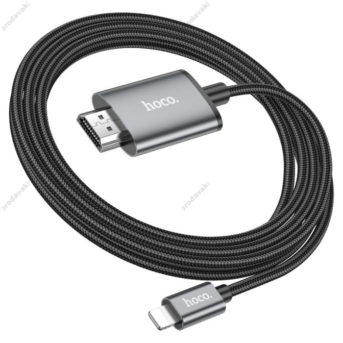 Кабель HOCO UA27 HD on-screen cable Lightning to HDTV (HDMI) 4K 2m Metal-grey
