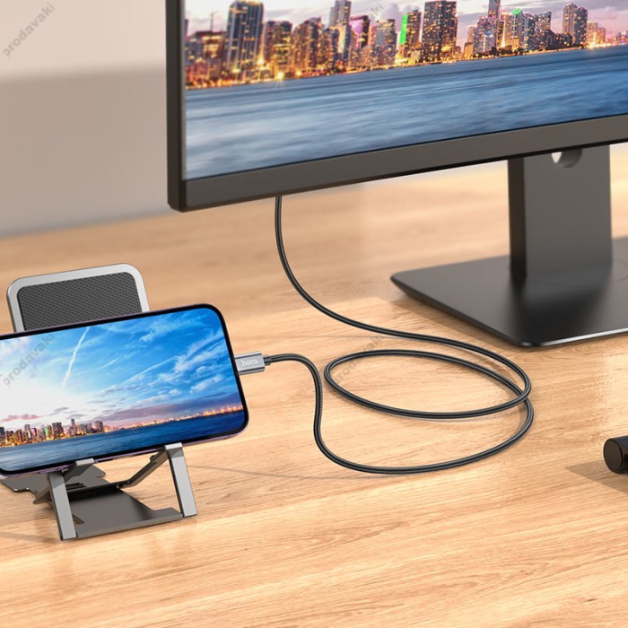 Кабель HOCO UA27 HD on-screen cable Lightning to HDTV (HDMI) 4K 2m Metal-grey