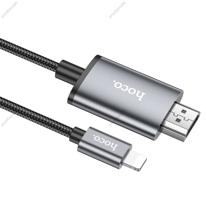 Кабель HOCO UA27 HD on-screen cable Lightning to HDTV (HDMI) 4K 2m Metal-grey