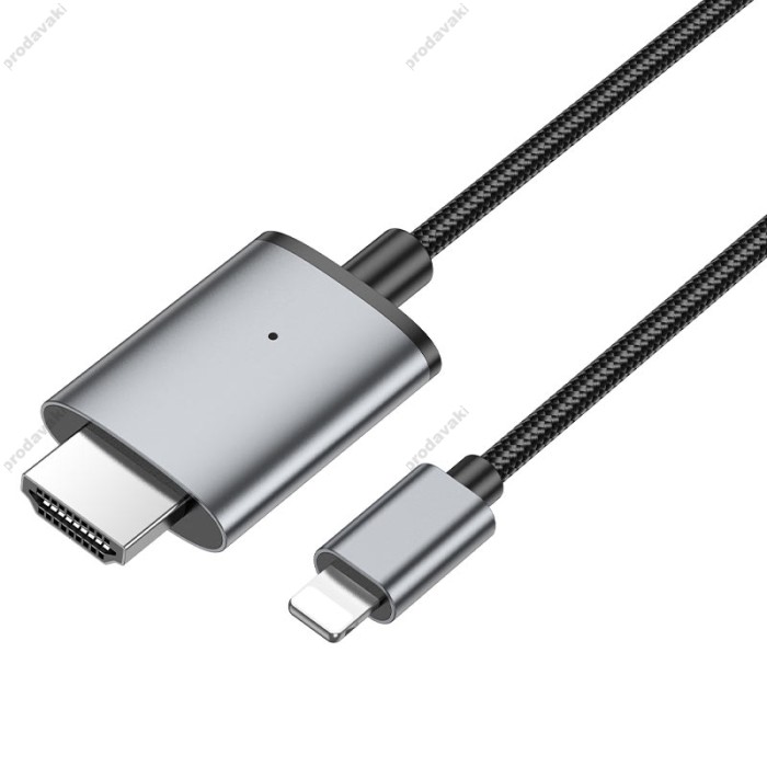 Кабель HOCO UA27 HD on-screen cable Lightning to HDTV (HDMI) 4K 2m Metal-grey