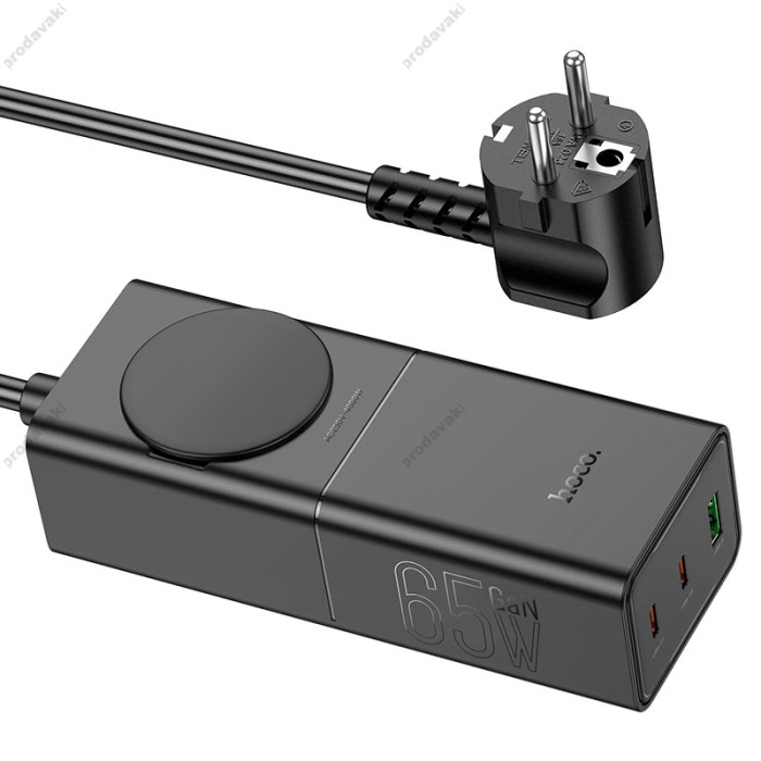 Мережевий подовжувач фільтр HOCO NS4 Sharp PD65W (2C1A) desktop socket (EU/GER) Black