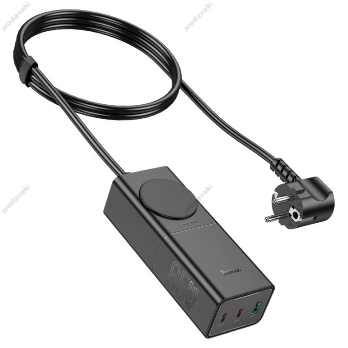 Мережевий подовжувач фільтр HOCO NS4 Sharp PD65W (2C1A) desktop socket (EU/GER) Black