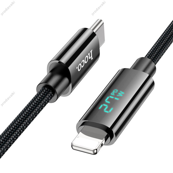 PD Кабель HOCO U125 Benefit PD charging data cable with display iP Lightning 1,2m. Black
