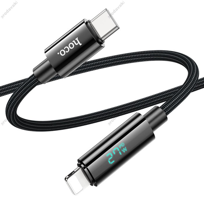 PD Кабель HOCO U125 Benefit PD charging data cable with display iP Lightning 1,2m. Black