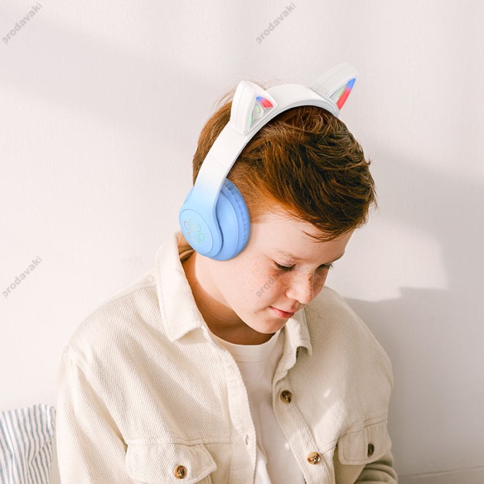Бездротові Bluetooth навушники HOCO W42 Cat Ears over-ear BT headphones BT5.3 Crystal Blue