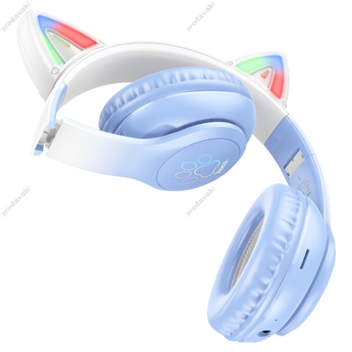 Бездротові Bluetooth навушники HOCO W42 Cat Ears over-ear BT headphones BT5.3 Crystal Blue