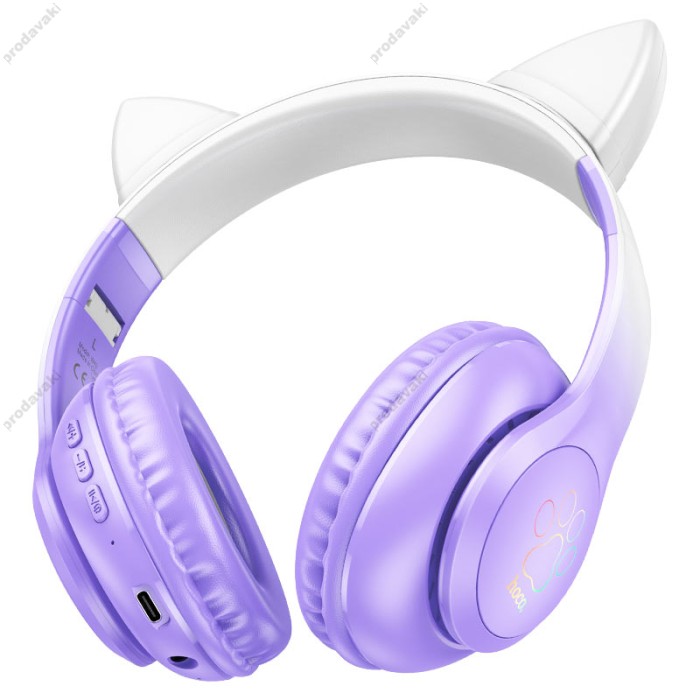 Бездротові Bluetooth навушники HOCO W42 Cat Ears over-ear BT headphones BT5.3 Purpule Grape