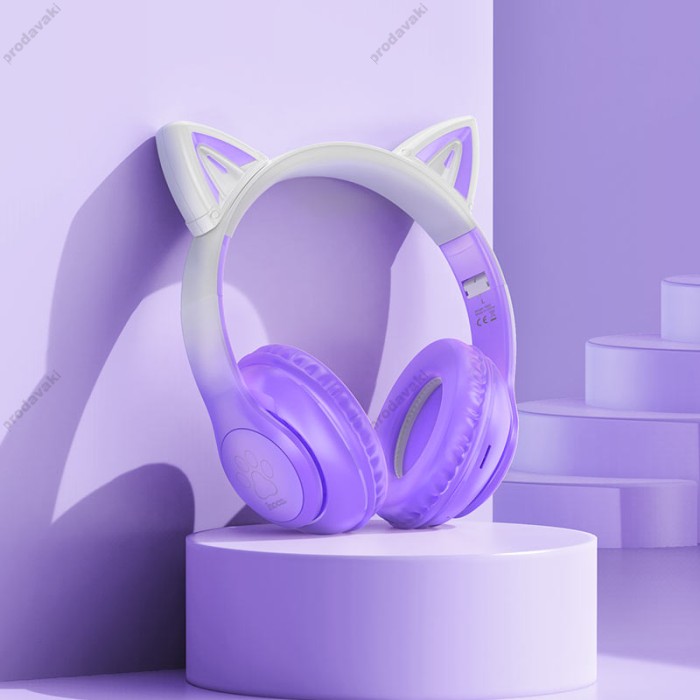 Бездротові Bluetooth навушники HOCO W42 Cat Ears over-ear BT headphones BT5.3 Purpule Grape