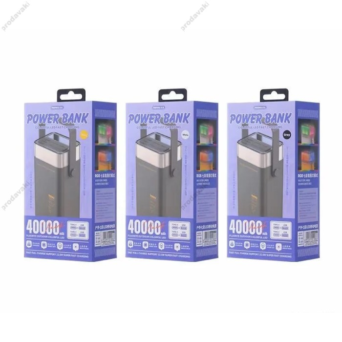 Повербанк портативний акумулятор Power bank Remax RPP-596 22.5W 40000 mAh Gray