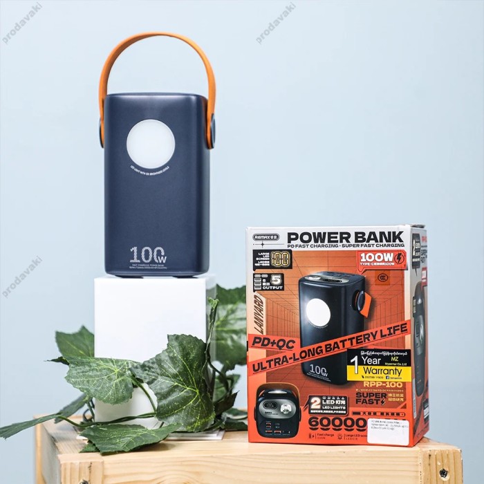Повербанк портативний акумулятор Power bank Remax RPP-100 Gutitan 100W + 22.5W 60000 mAh Blue