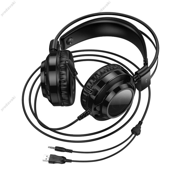 Дротові навушники HOCO W110 Resource gaming headphones USB+AUX Black