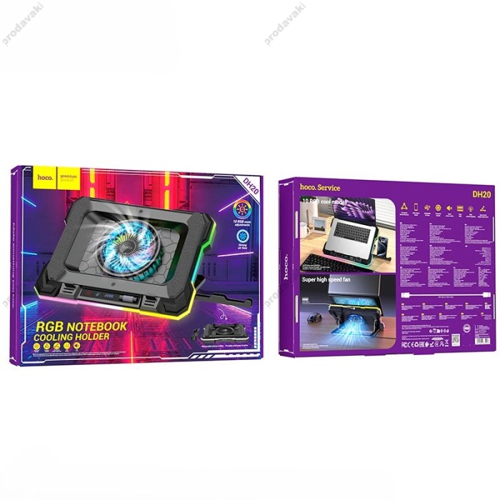 Підставка для ноутбука та MacBook Hoco DH20 Monnlight RGB notebook cooling holder 10RGB Black