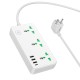Подовжувач мережевий фільтр HOCO AC7A Storm 3-position socket 3USB/1Type-C 3.4A/17W white