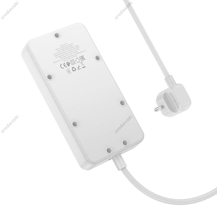 Подовжувач мережевий фільтр HOCO AC7A Storm 3-position socket 3USB/1Type-C 3.4A/17W white