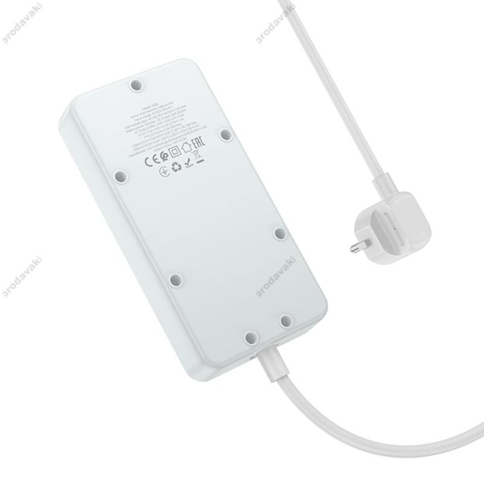 Подовжувач мережевий фільтр HOCO AC8A Storm 3-position socket 3USB/1Type-C PD/QC 3A/30W white
