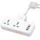 Подовжувач мережевий фільтр HOCO AC11A Voyage 2-position expansion socket 3USB/Type-C 10A white