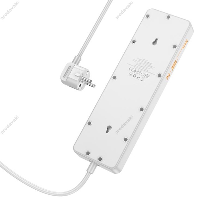 Подовжувач мережевий фільтр Hoco AC13A Talento 5-position socket 3USB/Type-C 10A White