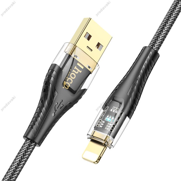 PD Кабель HOCO U121 Gold standard Transparent Discovery Edition USB Lightning 1,2m. Black
