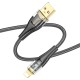 PD Кабель HOCO U121 Gold standard Transparent Discovery Edition USB Lightning 1,2m. Black