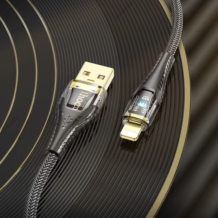 PD Кабель HOCO U121 Gold standard Transparent Discovery Edition USB Lightning 1,2m. Black