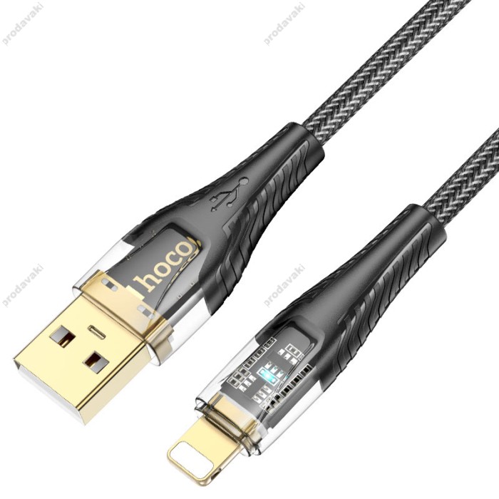 PD Кабель HOCO U121 Gold standard Transparent Discovery Edition USB Lightning 1,2m. Black