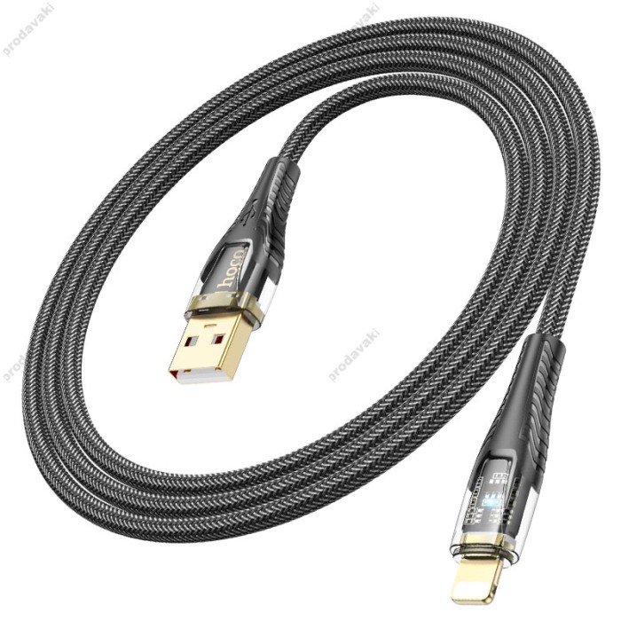 PD Кабель HOCO U121 Gold standard Transparent Discovery Edition USB Lightning 1,2m. Black