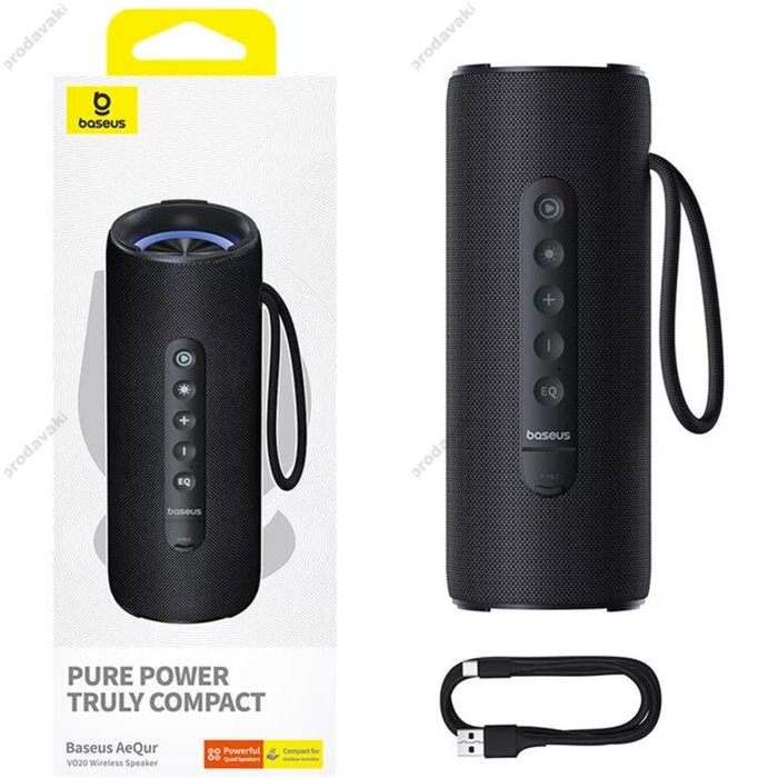 Портативна колонка Bluetooth Baseus AeQur VO20 Portable Wireless Speaker 15W Black (A20067900117-00)