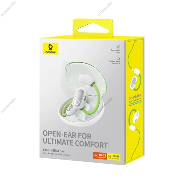 Бездротові Bluetooth навушники Baseus Eli Sport 1 Open-Ear TWS Earbuds BT 5.3 Green A00064400641-00